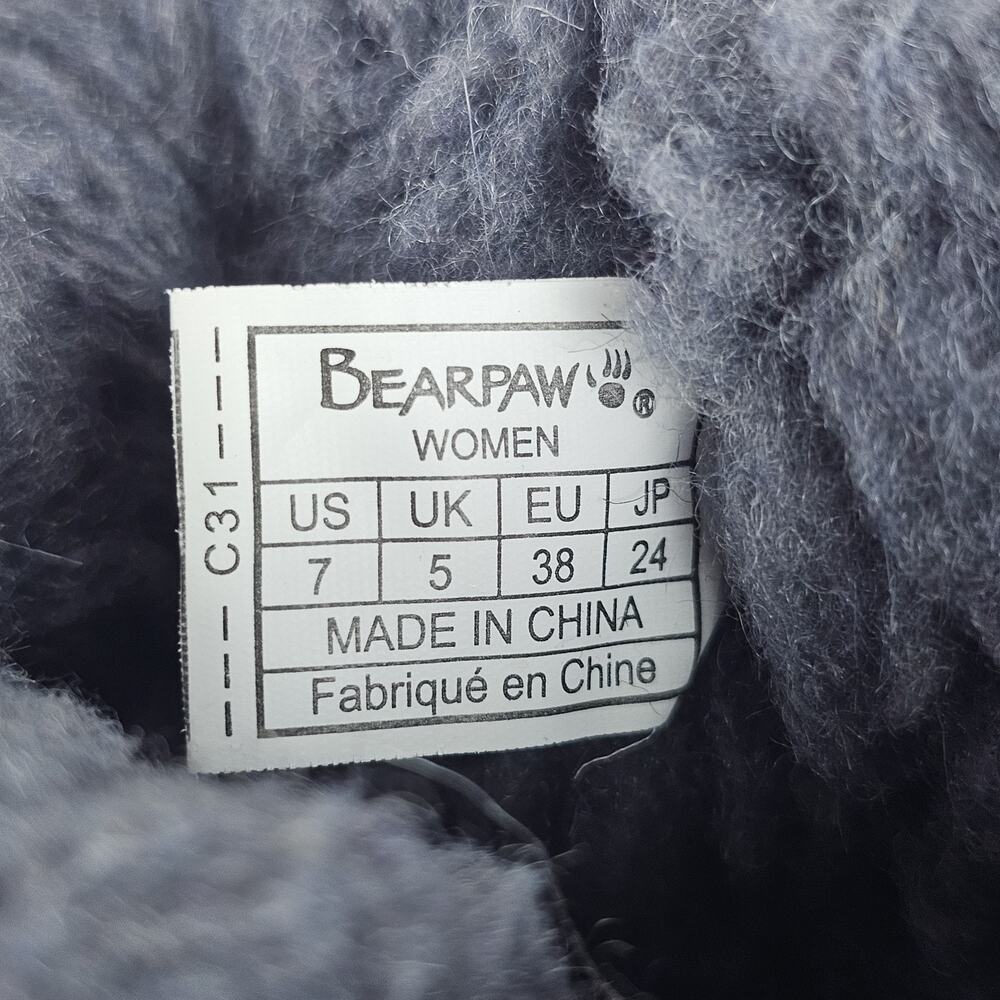 Bearpaw Emma Short Suede Winter Boots Gray Women’s Size 7 Sheepskin Lined - Picture 16 of 16